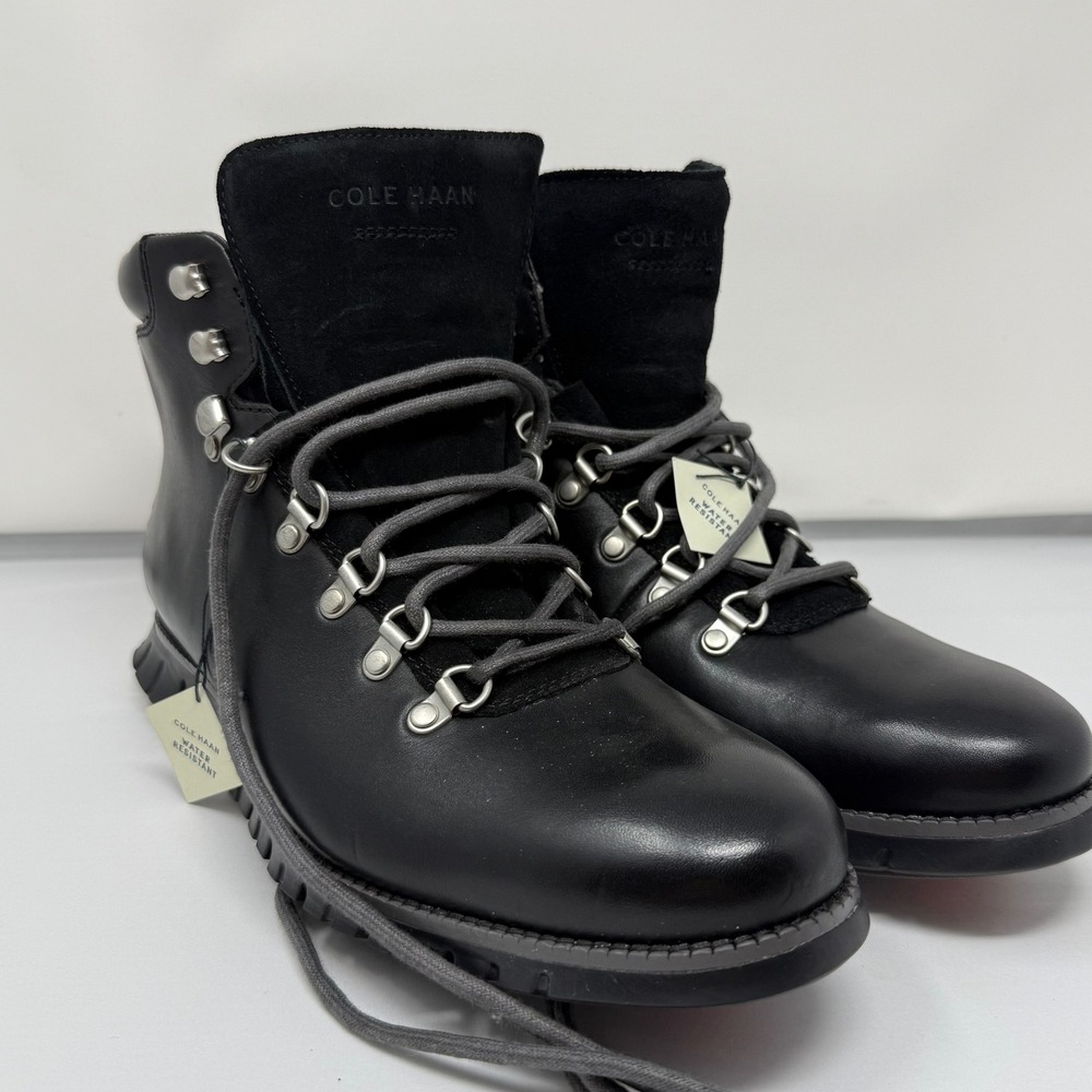 Cole Haan Zerogrand Hiker Boots Mens 11 Black Leather Water Resistant C35594